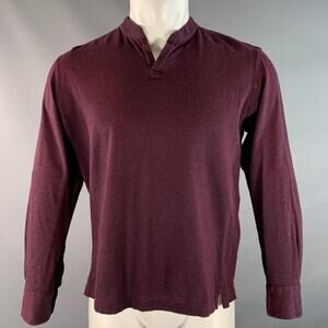 KITON Size M Burgundy Herringbone Cotton Open Collar Pullover